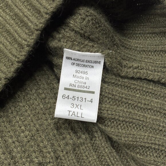 Boulder Creek Green Knit Henley Sweater Suede Elbow/Shoulder Patch Mens 3XLT - Picture 6 of 9